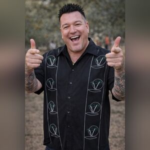 Cubana Black Embroidered Button Down Shirt Mens XL Retro Tiki Style